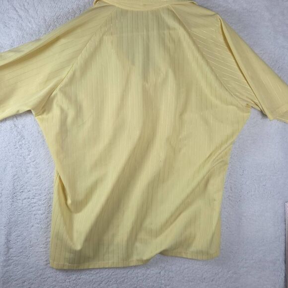 Lilly Dache Mens Textured Jacquard Stripe Raglan Sleeve Polo Shirt Yellow Large - Picture 5 of 6
